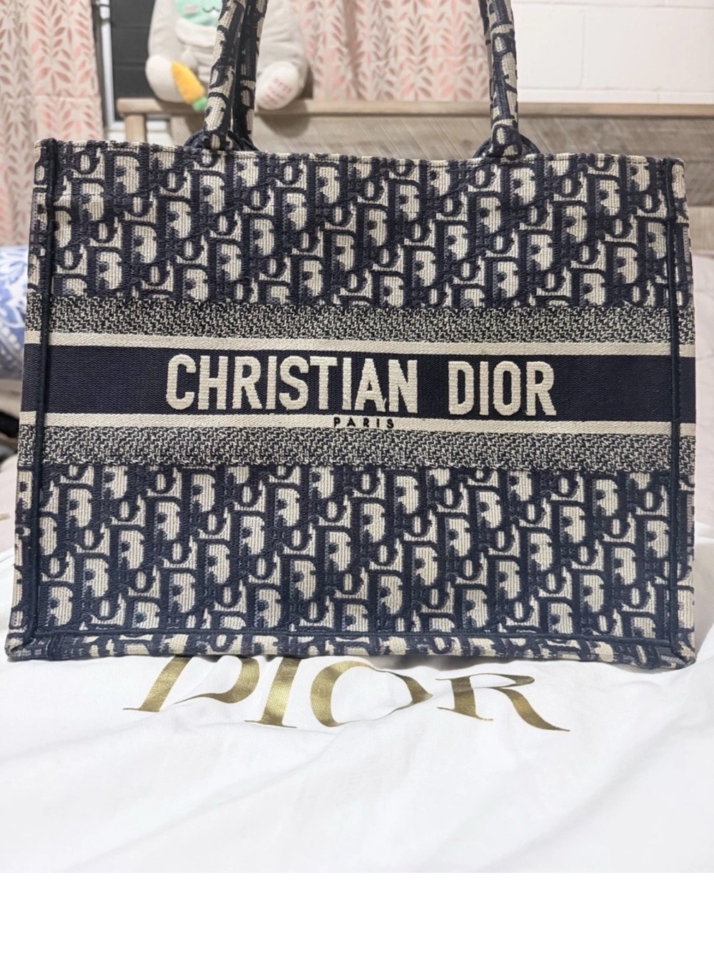 Dior Navy & Beige Christian Dior Canvas Book Tote